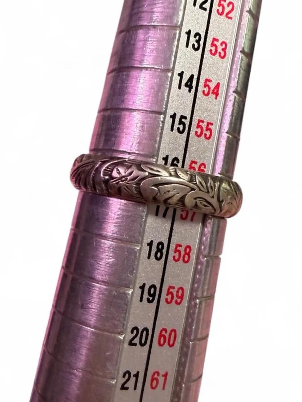 Sterling Silver Engraved Floral Band scrolling vines 925